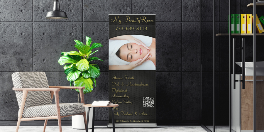 Retractable Roll up Banner Stand For Beauty Salon